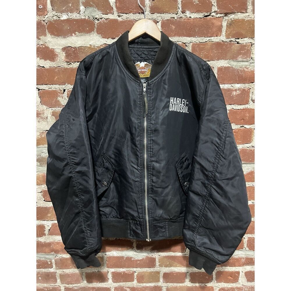VTG Harley Davidson Racing Motor Cycle Bomber Men’s Size 2XL Made In USA Vintage